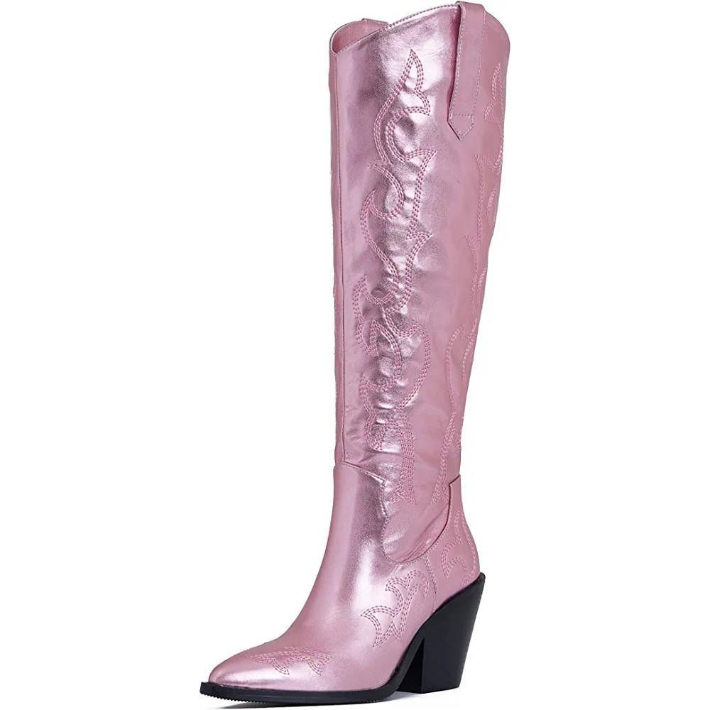 NWOT metallic pink western boots